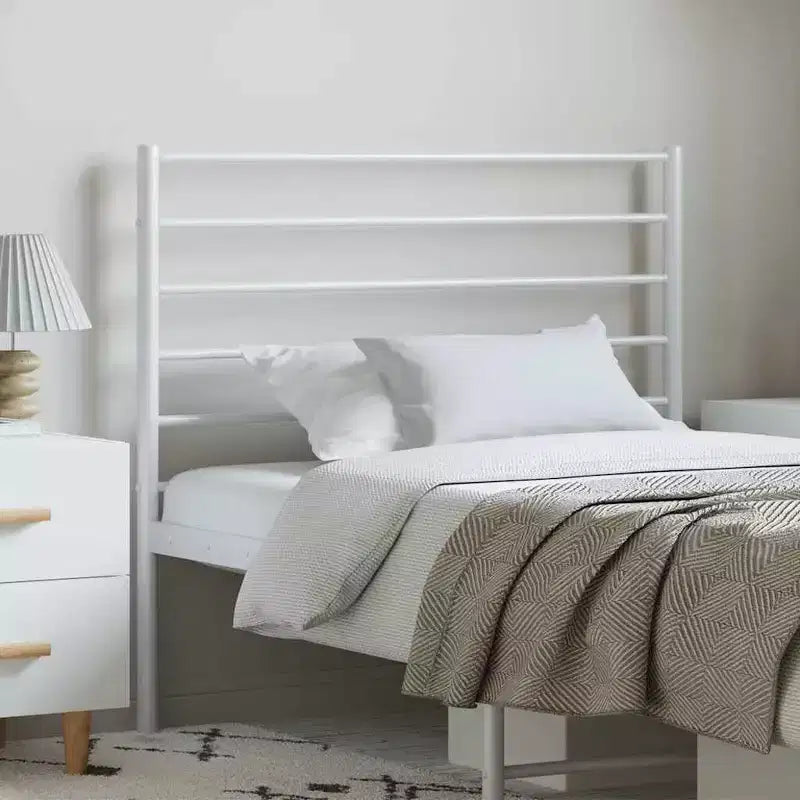 vidaXL 35.4-Inch Metal Headboard for Twin/Twin XL Size Beds, Durable Steel Construction Headboard for Modern Minimalist Bedroom, Easy Assembly, White