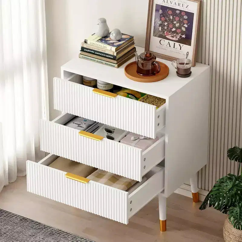 COZONY 3-Drawer Fluted Dresser, Modern Wood Storage Cabinet, Bedroom Chest Organizer with Anti-Tip 2 pcs with 2 boxs shipping