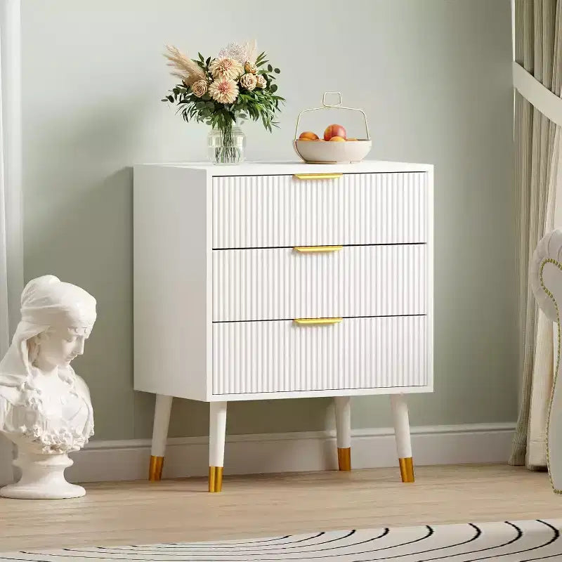 COZONY 3-Drawer Fluted Dresser, Modern Wood Storage Cabinet, Bedroom Chest Organizer with Anti-Tip 2 pcs with 2 boxs shipping