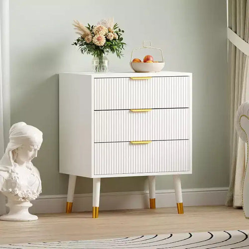 COZONY 3-Drawer Fluted Dresser, Modern Wood Storage Cabinet, Bedroom Chest Organizer with Anti-Tip 2 pcs with 2 boxs shipping