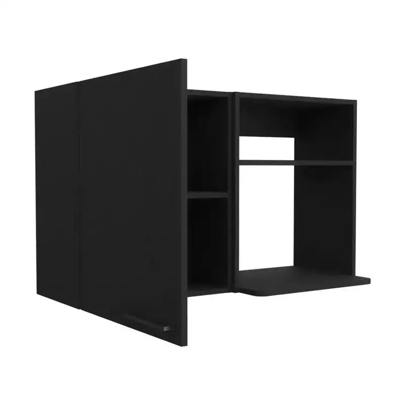 HomeRoots 39 Black Wood Wall Mounted Accent Cabinet With Single Door
