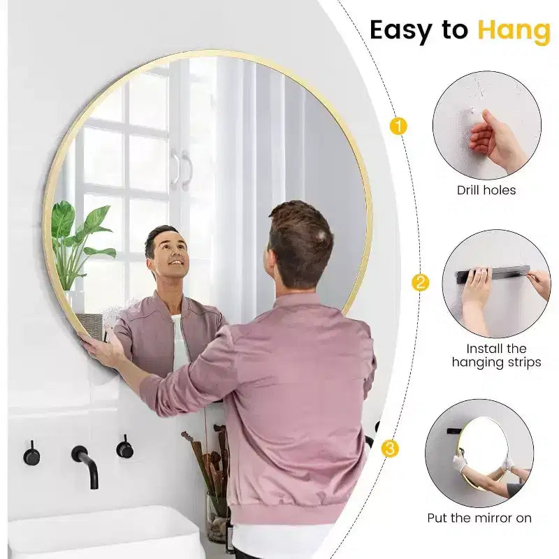 Round Mirror , Circle Wall Mirror for Bathroom and Entryway