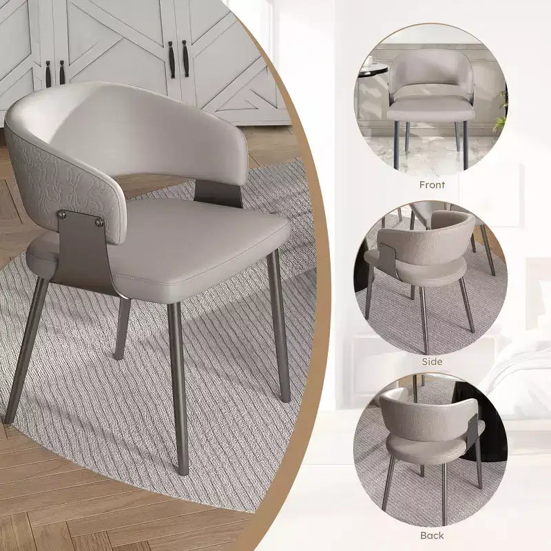 GDFStudio Haversham Modem Faux Leather Upholstered Dining Chairs with Curved Backrest (Set of 2)