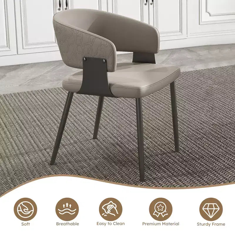 GDFStudio Haversham Modem Faux Leather Upholstered Dining Chairs with Curved Backrest (Set of 2)