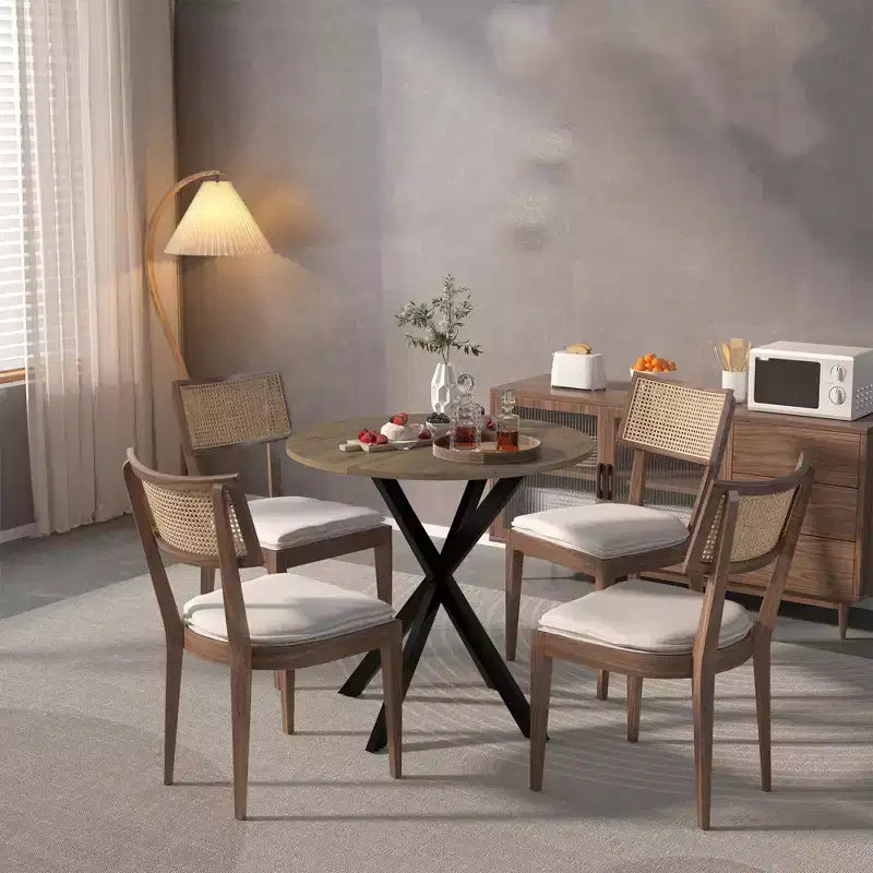 CuisinSmart 31.5Inch Modern Dining Table, Minimalist Style Round Kitchen Table With Metal Crossed Legs For Home Living Room Kitchen Dining Room