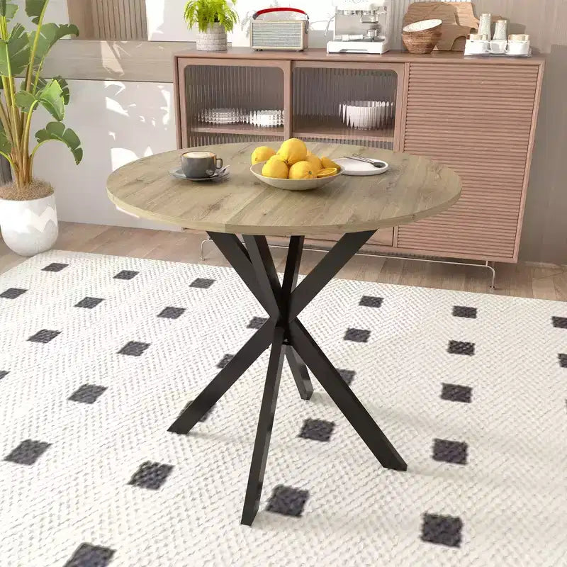 CuisinSmart 31.5Inch Modern Dining Table, Minimalist Style Round Kitchen Table With Metal Crossed Legs For Home Living Room Kitchen Dining Room