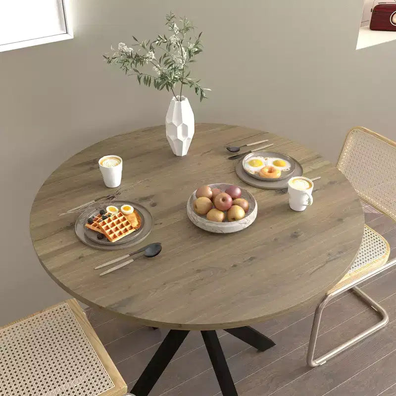 CuisinSmart 31.5Inch Modern Dining Table, Minimalist Style Round Kitchen Table With Metal Crossed Legs For Home Living Room Kitchen Dining Room