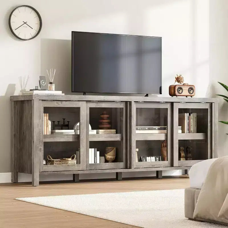 COZONY 62x23.6 TV Stand for 65 Inch, Entertainment Center, Modern Media Console with Storage Cabinet, 4 Sliding Glass Doors