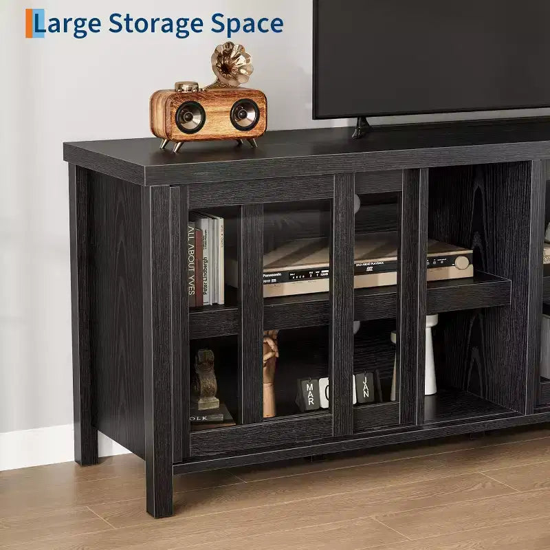 COZONY 62x23.6 TV Stand for 65 Inch, Entertainment Center, Modern Media Console with Storage Cabinet, 4 Sliding Glass Doors