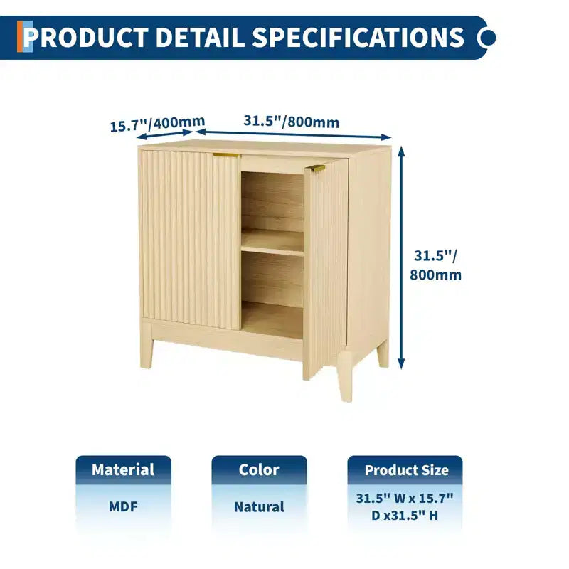 Large Buffet Sideboard Cabinet with Storage,47 Modern Fluted Coffee Bar Storage Cabinet with 3 Drawers & 2 Doors for Dining Room,Living Room, Hallway
