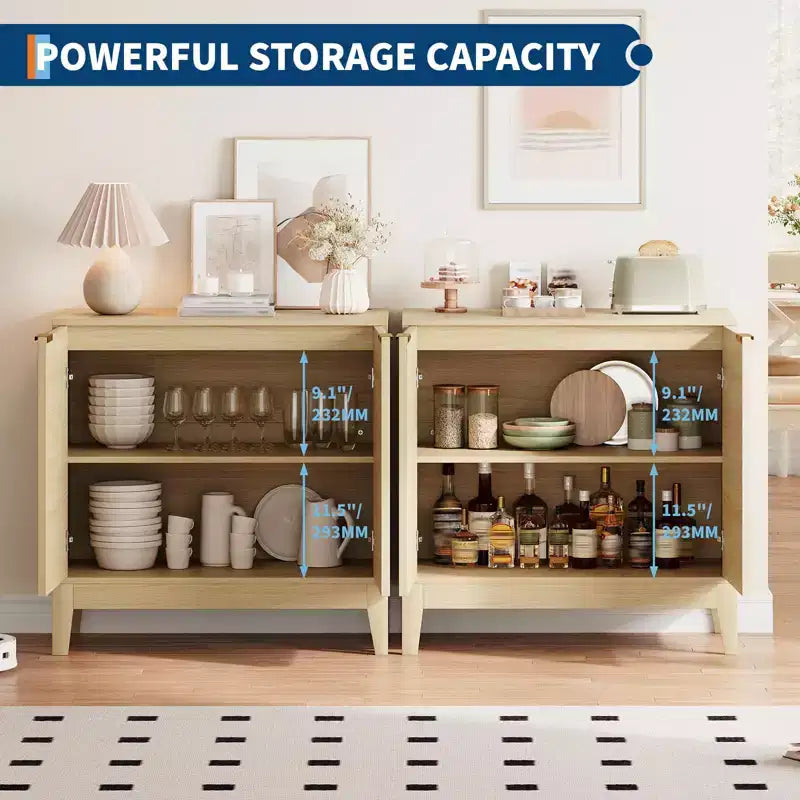 Large Buffet Sideboard Cabinet with Storage,47 Modern Fluted Coffee Bar Storage Cabinet with 3 Drawers & 2 Doors for Dining Room,Living Room, Hallway