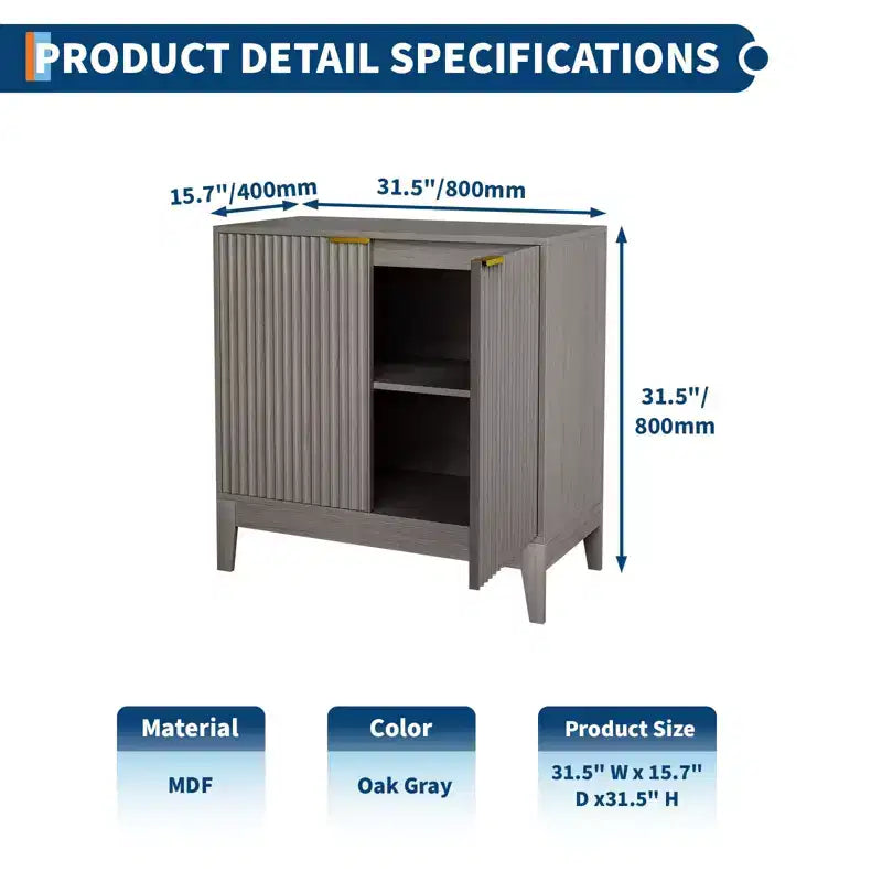Large Buffet Sideboard Cabinet with Storage,47 Modern Fluted Coffee Bar Storage Cabinet with 3 Drawers & 2 Doors for Dining Room,Living Room, Hallway