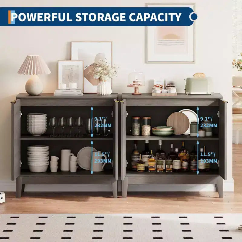 Large Buffet Sideboard Cabinet with Storage,47 Modern Fluted Coffee Bar Storage Cabinet with 3 Drawers & 2 Doors for Dining Room,Living Room, Hallway