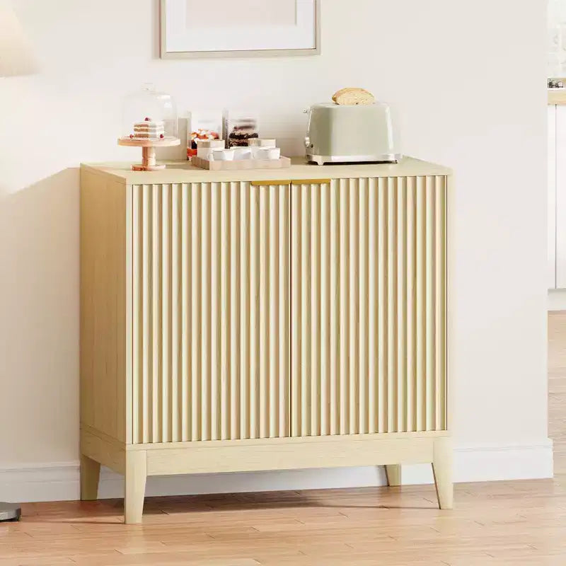 Large Buffet Sideboard Cabinet with Storage,47 Modern Fluted Coffee Bar Storage Cabinet with 3 Drawers & 2 Doors for Dining Room,Living Room, Hallway