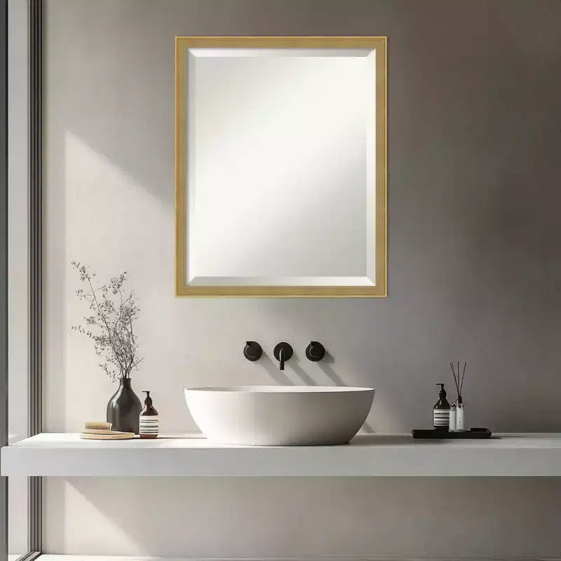 Amanti Art Incline Beveled Wood Framed Bathroom Vanity Wall Mirror