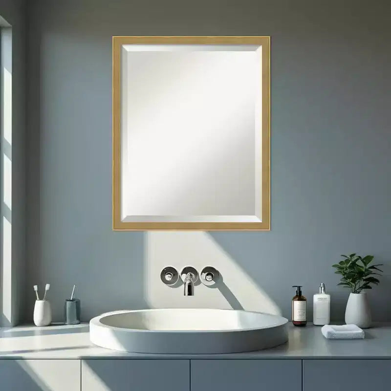 Amanti Art Incline Beveled Wood Framed Bathroom Vanity Wall Mirror