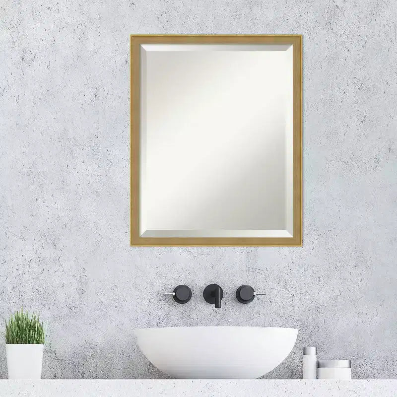 Amanti Art Incline Beveled Wood Framed Bathroom Vanity Wall Mirror