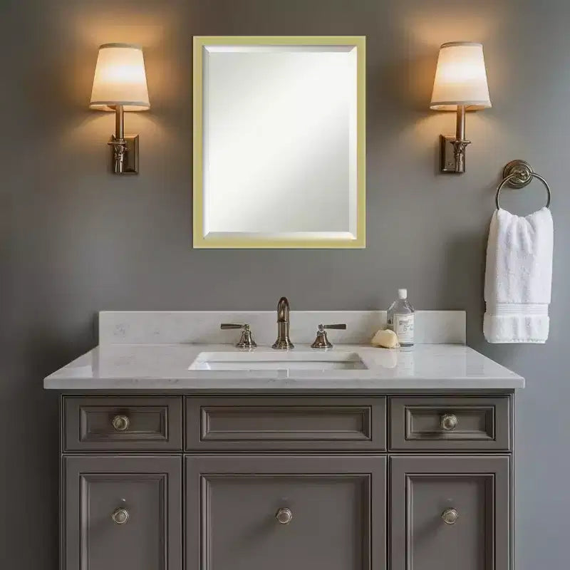 Amanti Art Incline Beveled Wood Framed Bathroom Vanity Wall Mirror