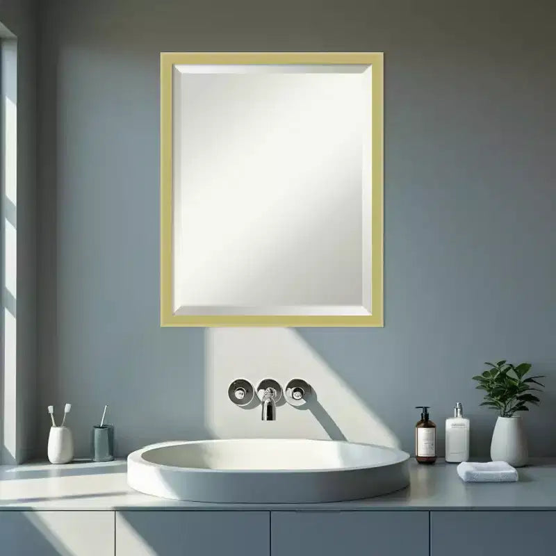Amanti Art Incline Beveled Wood Framed Bathroom Vanity Wall Mirror