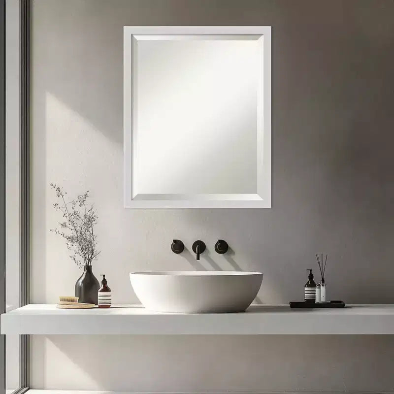 Amanti Art Incline Beveled Wood Framed Bathroom Vanity Wall Mirror