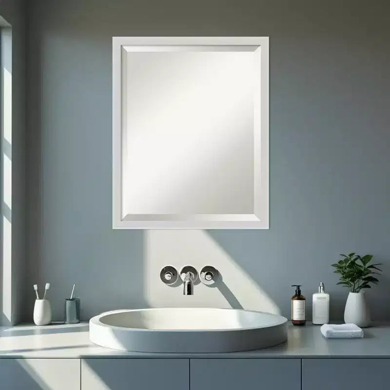 Amanti Art Incline Beveled Wood Framed Bathroom Vanity Wall Mirror