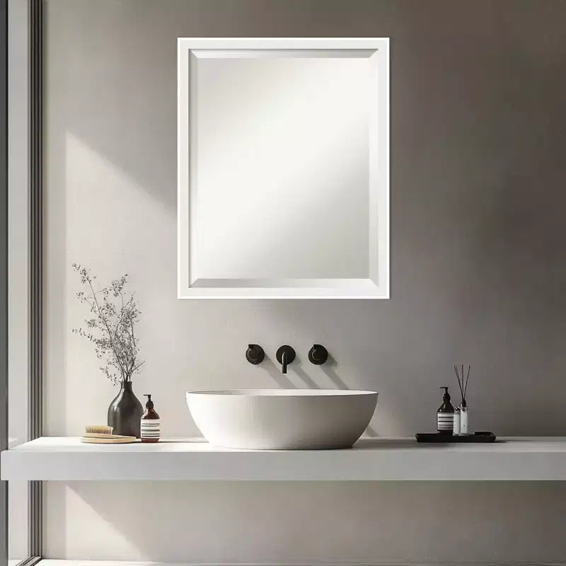 Amanti Art Incline Beveled Wood Framed Bathroom Vanity Wall Mirror