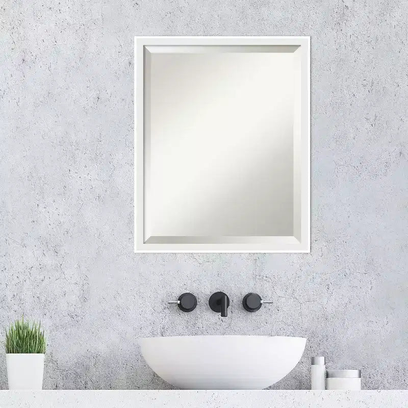 Amanti Art Incline Beveled Wood Framed Bathroom Vanity Wall Mirror