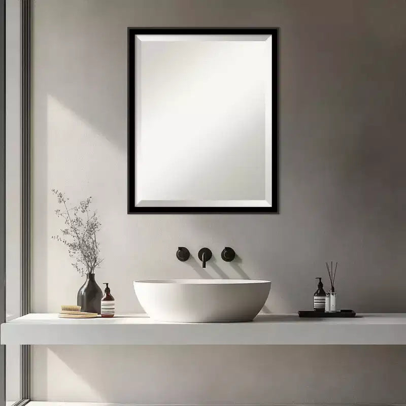 Amanti Art Incline Beveled Wood Framed Bathroom Vanity Wall Mirror