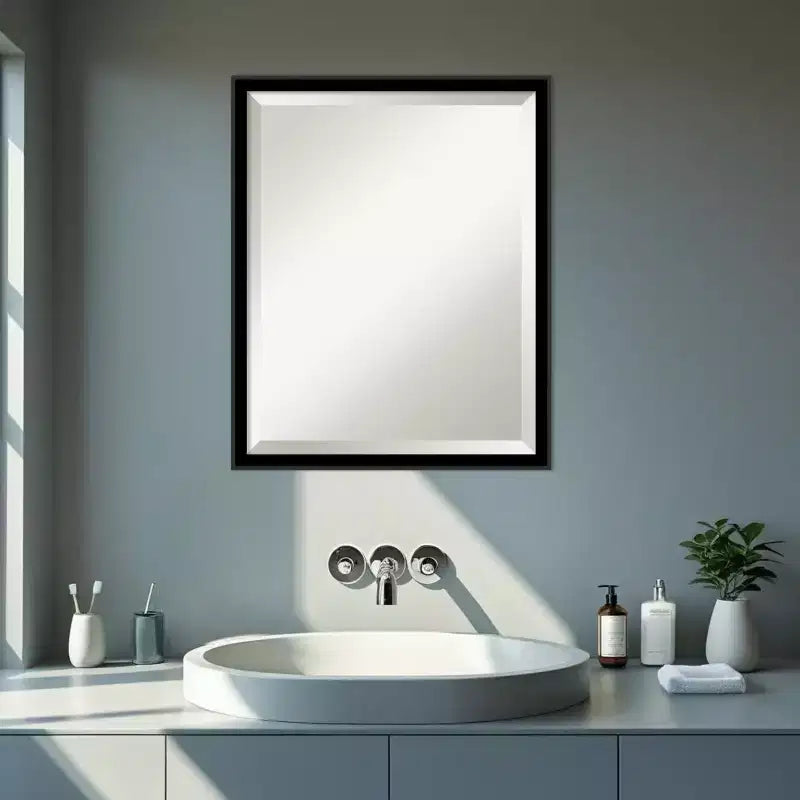 Amanti Art Incline Beveled Wood Framed Bathroom Vanity Wall Mirror
