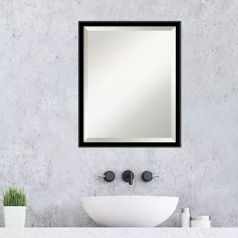 Amanti Art Incline Beveled Wood Framed Bathroom Vanity Wall Mirror