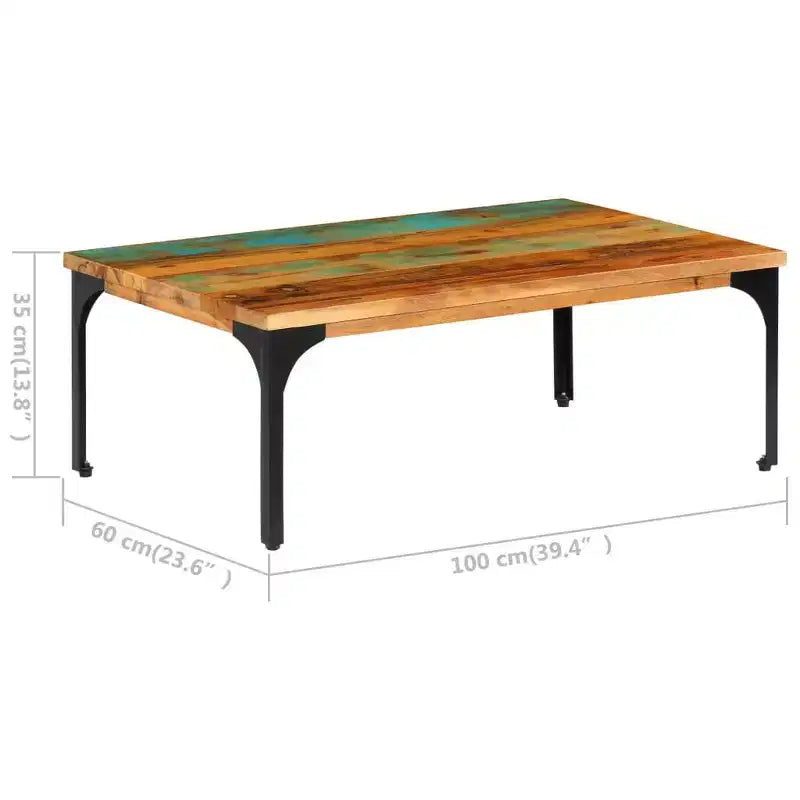 vidaXL Coffee Table Multicolor Solid Reclaimed Wood 39.4x23.6x13.8 in - 23.6 Solid Reclaimed Wood