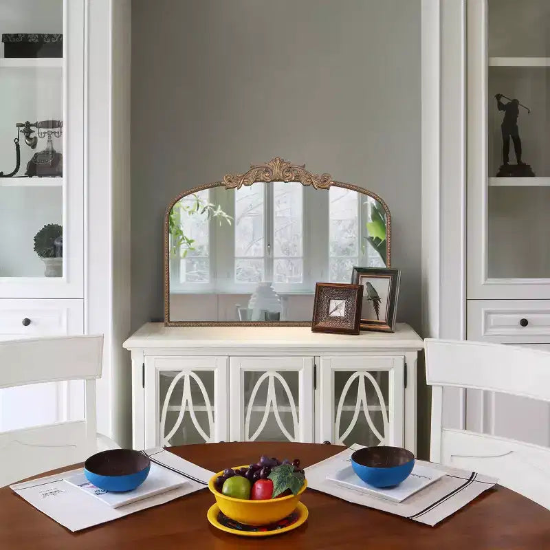 Okak Vintage Mirror with Baroque Inspired Frame, Bathroom Mirror with Exquisite Relief, Vanity Mirror for Living Room, Bathroom