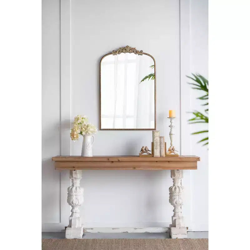 Okak Vintage Mirror with Baroque Inspired Frame, Bathroom Mirror with Exquisite Relief, Vanity Mirror for Living Room, Bathroom