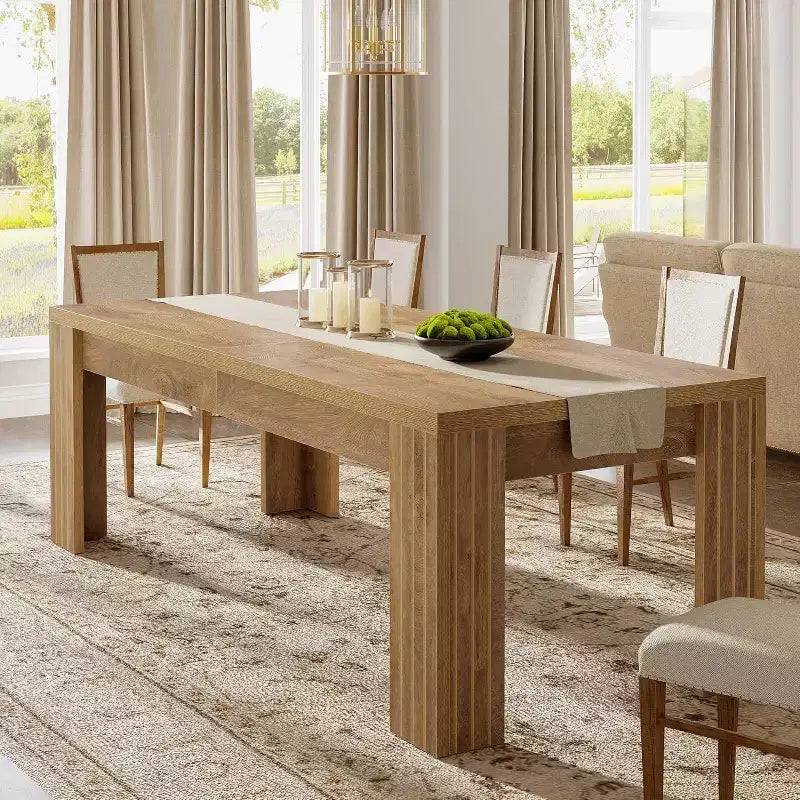 Lantine 78.7-Inch Large Dining Table for 6-8, Rectangle Farmhouse Kitchen Table with Heavy Duty Legs for Kitchen & Dining & Living Room (Natural)