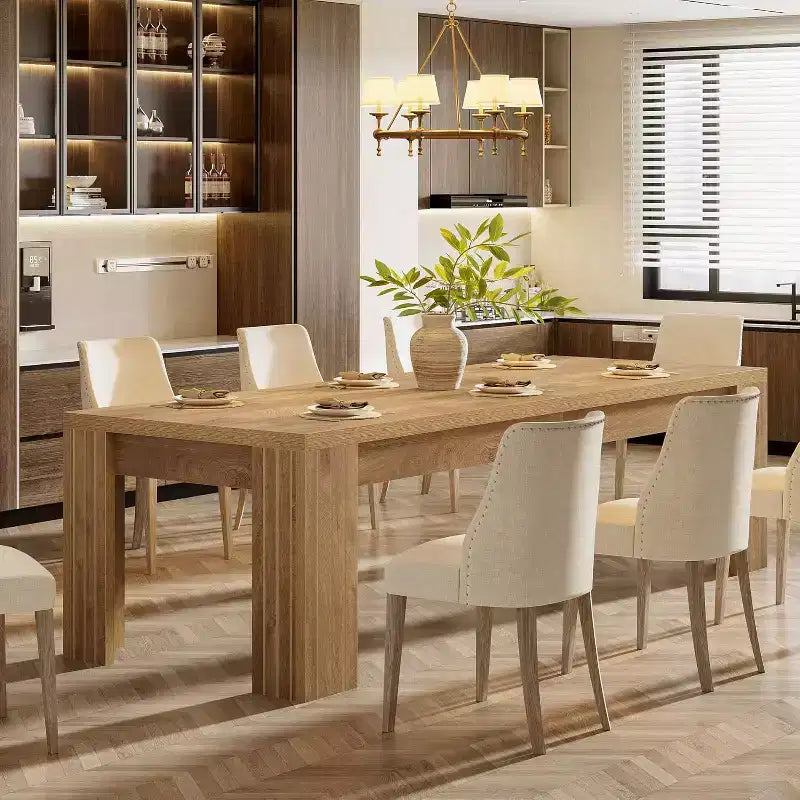 Lantine 78.7-Inch Large Dining Table for 6-8, Rectangle Farmhouse Kitchen Table with Heavy Duty Legs for Kitchen & Dining & Living Room (Natural)