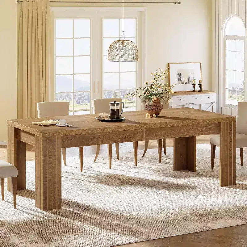 Lantine 78.7-Inch Large Dining Table for 6-8, Rectangle Farmhouse Kitchen Table with Heavy Duty Legs for Kitchen & Dining & Living Room (Natural)