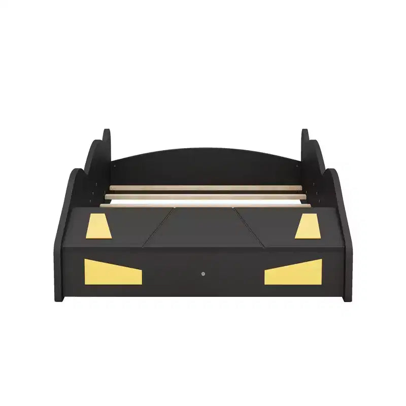 Race Car Bed Platform Bed for Kids, Wood Car-Shaped Kids Bed Frame with Storage and Wheels for Boys Girls