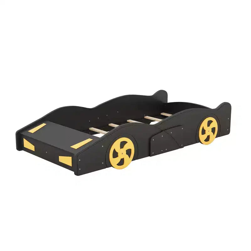 Race Car Bed Platform Bed for Kids, Wood Car-Shaped Kids Bed Frame with Storage and Wheels for Boys Girls