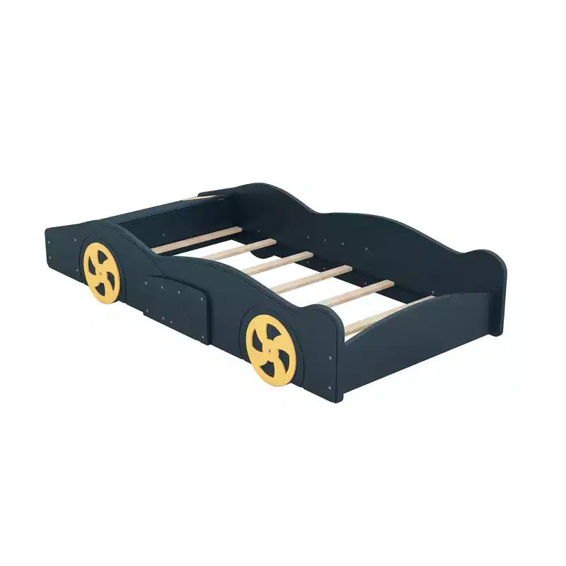 Race Car Bed Platform Bed for Kids, Wood Car-Shaped Kids Bed Frame with Storage and Wheels for Boys Girls