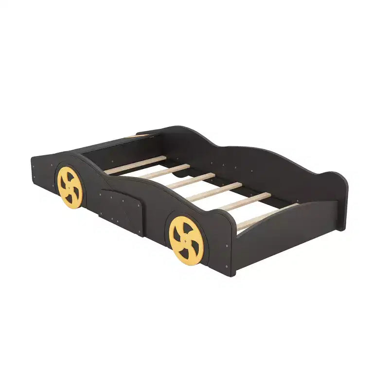 Race Car Bed Platform Bed for Kids, Wood Car-Shaped Kids Bed Frame with Storage and Wheels for Boys Girls