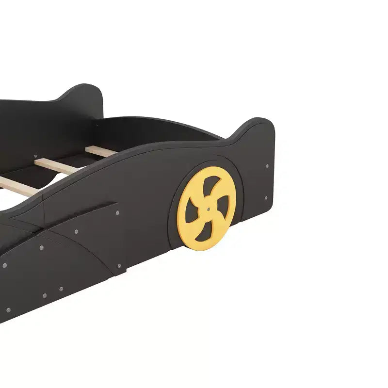 Race Car Bed Platform Bed for Kids, Wood Car-Shaped Kids Bed Frame with Storage and Wheels for Boys Girls