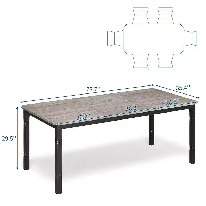 79 Large Industrial Dining Room Table for 6-8 People Rectangular Wood Kitchen Table Modern Farmhouse Dining Table Kitchen Dining Room Table