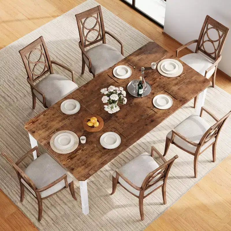 79 Large Industrial Dining Room Table for 6-8 People Rectangular Wood Kitchen Table Modern Farmhouse Dining Table Kitchen Dining Room Table