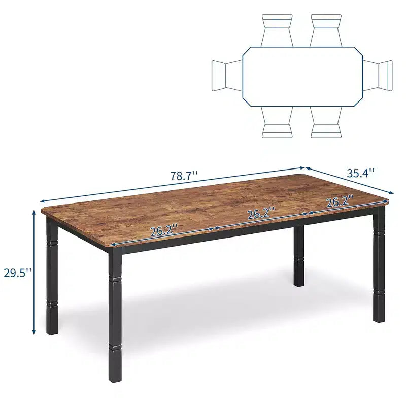 79 Large Industrial Dining Room Table for 6-8 People Rectangular Wood Kitchen Table Modern Farmhouse Dining Table Kitchen Dining Room Table
