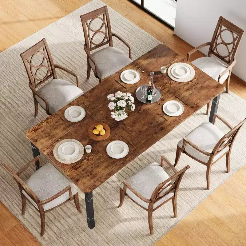 79 Large Industrial Dining Room Table for 6-8 People Rectangular Wood Kitchen Table Modern Farmhouse Dining Table Kitchen Dining Room Table