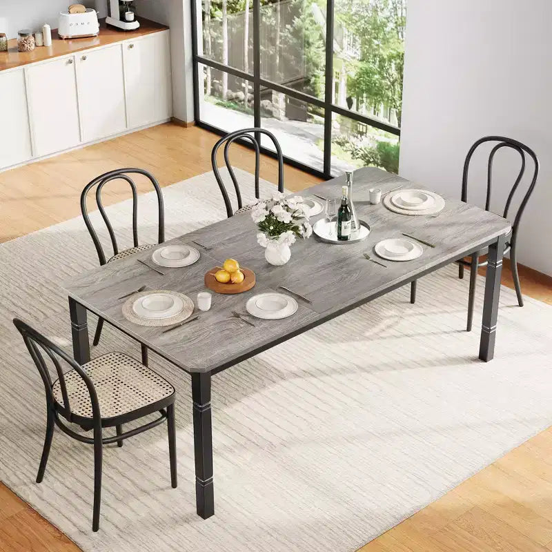 79 Large Industrial Dining Room Table for 6-8 People Rectangular Wood Kitchen Table Modern Farmhouse Dining Table Kitchen Dining Room Table