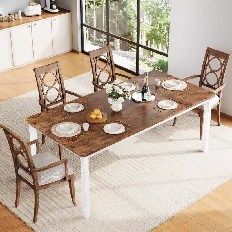 79 Large Industrial Dining Room Table for 6-8 People Rectangular Wood Kitchen Table Modern Farmhouse Dining Table Kitchen Dining Room Table