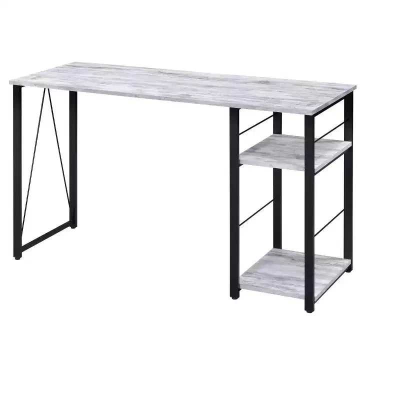 Okak 47IN Minimalism Office Desk with 2 Shelves, Standing Desk with Reinforced Metal Frame, Computer Desk for Bedroom, Living Room, Study