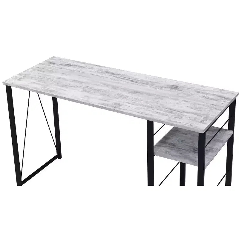 Okak 47IN Minimalism Office Desk with 2 Shelves, Standing Desk with Reinforced Metal Frame, Computer Desk for Bedroom, Living Room, Study