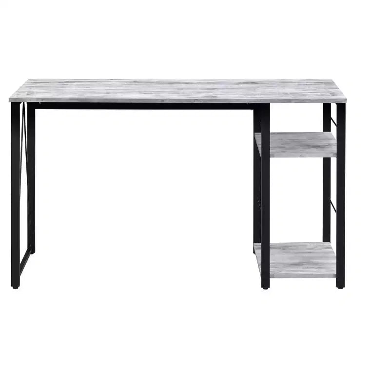 Okak 47IN Minimalism Office Desk with 2 Shelves, Standing Desk with Reinforced Metal Frame, Computer Desk for Bedroom, Living Room, Study
